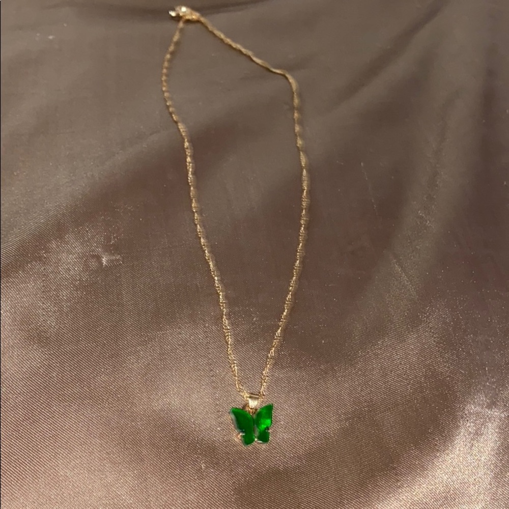 Green butterfly necklace
